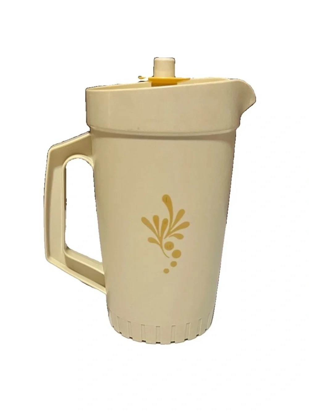 Vintage Tupperware 1 Qt Pitcher ~ 874-14 ~ Almond Harvest Gold ~ Push Button Lid